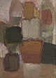 Sture Wikstöm (1921-1993), Swedish artist, oil on board. Abstract composition. Bold brushstrokes.