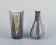 Mari Simmulson for Upsala Ekeby, Sweden. Ceramic vase and pitcher in modernist 
style with abstract motifs.