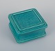 Wilhelm Kåge (1889-1960) for Gustavsberg, Sweden. Square Art Deco lidded box in 
ceramic with classic green glaze. From the Argenta series.