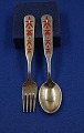 Michelsen Christmas spoon and fork 1957 of Danish gilt sterling silver