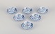 Nils Emil Lundström for Rörstrand, Sweden, set of six "Ostindia" coffee cups and 
saucers in faience with flower motifs.