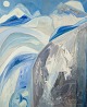 Josef José, listed French artist. Oil on canvas.
Snow-covered mountain landscape in abstract style.