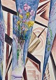 Ridl Telaki, ubekendt kunstner, olie på lærred.
Abstrakt stilleben med blomster i vase.