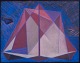 Ernst Wrede (1907-1973), svensk kunstner, pastel på papir.
Kubistisk komposition. Koloristisk palette.