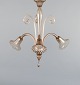 L'Art præsenterer: Murano, elegant art deco loftslampe i mundblæst glas, tre pærer. Røgfarvet glas.