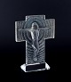 René Lalique, sculpture of Christ on the cross. Clear art glass.