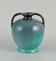 Upsala Ekeby ceramic vase with two handles. Glaze in greenish tones.
