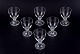 Val St. Lambert, Belgium. A set of six red wine glasses in clear mouth-blown 
crystal glass.