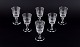 A set of six mouth-blown French sherry glasses in crystal glass. Faceted. 
Handmade.