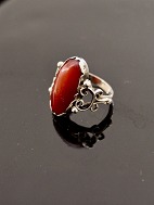 830 slv vintage ring med rav