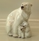 98 Lyngby Porcelænsfigur isbjørn med unger 18,5 cm