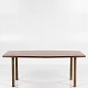 Dansk snedkermester
Boat-shaped coffee table with top in solid mahogany and round brass legs.
1 pc. in stock
Used condition
