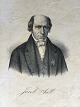 Ole Buus Larsen 
præsenterer: 
Litografi 
af Em. 
Bærentzen - 
Portræt af 
norsk politiker 
og 
jernværksejer 
Jacob Aall.