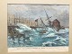 Ole Buus Larsen 
præsenterer: 

Håndkoloret 
Xylografi af 
Paul Bærentzen 
- Skonnerten 
Thor's 
stranding 1882.