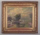 Eugène-Louis Gillot (1868-1925), listed French artist.
Scene of rural life by a river.