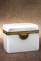 Antique 19th century sugar box in white opal glass with bronze mounting...