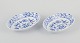 Meissen, Tyskland. To ovale løgmønstrede skåle af porcelæn.