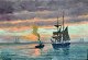 Pegasus – Kunst 
- Antik - 
Design 
presents: 
Landt, 
Frants (1885 - 
1975) Denmark: 
Marine with 
sailing ship 
and ...