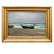 Carl Locher, 
1851-1915, oil 
on wood. Storm 
at Skagen ...