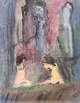 “Begråtande”
Svensk kunstner. 1969.
Blandet teknik på papir.