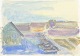 Aksel Møller
Landskab med 
huse og både, 
1958.
Akvarel ...