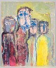 Imre Antonÿi
Ungarsk-svensk kunstner
Abstrakt komposition med figurer.
Olie på plade, 2004.