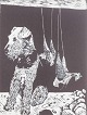 L'Art 
præsenterer: 
Birthe 
Kronkvist (f. 
1946)
Farvelitografi 
med hund og 
vildt.
1979.