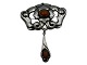Dansk sølvStor Art Nouveau broche med rav fra ca. 1900-1910