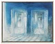 Dansk Kunstgalleri præsenterer: "Double Room" Oliemaleri på lærred i sølv svæveramme.