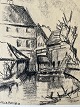 Ole Buus Larsen præsenterer: Tegning af Niels Bruun - Parti fra Ribe 1940.