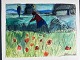 Ole Buus Larsen præsenterer: Gouache af Niels Bruun - Kvinder arbejder i marken 1954.