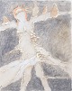 Nis Schmidt, "Morgen", mixed media på papir, listet dansk billedkunstner.