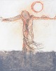 L'Art præsenterer: Nis Schmidt, "Salme", mixed media på papir, listet dansk billedkunstner.