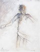 L'Art præsenterer: Nis Schmidt, "Den 1. dag", mixed media på papir, listet dansk billedkunstner.