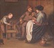 Jan Miense Molenaer stil, hollandsk old master-skole, interiør med figurscene.