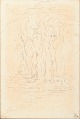 Dansk kunstner, nøgenstudie, tegning på papir, 1980.