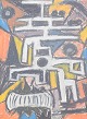 Skandinavisk kunstner, abstrakt pastel på papir, 1967.