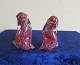 Murano glas, par siddende hunde 10cm