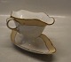 Klosterkælderen præsenterer: 1650-688 Oval Sauceskål på fast fod med hank 25 x 10.5 cm Svejfet # 788 med beige ...