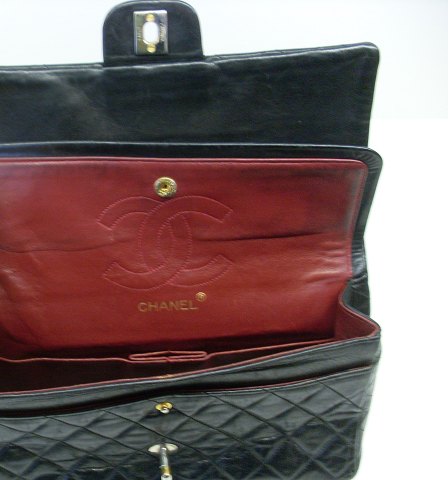 - Chanel vintage taske i sort kviltet kalveskind