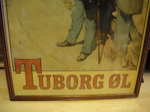 www.Antikvitet.net - Gammel plakat. * Tuborg øl. Indrammet i pæn stand. * Højde: 84 cm , Bredde: 64,5 cm inclusiv Ra