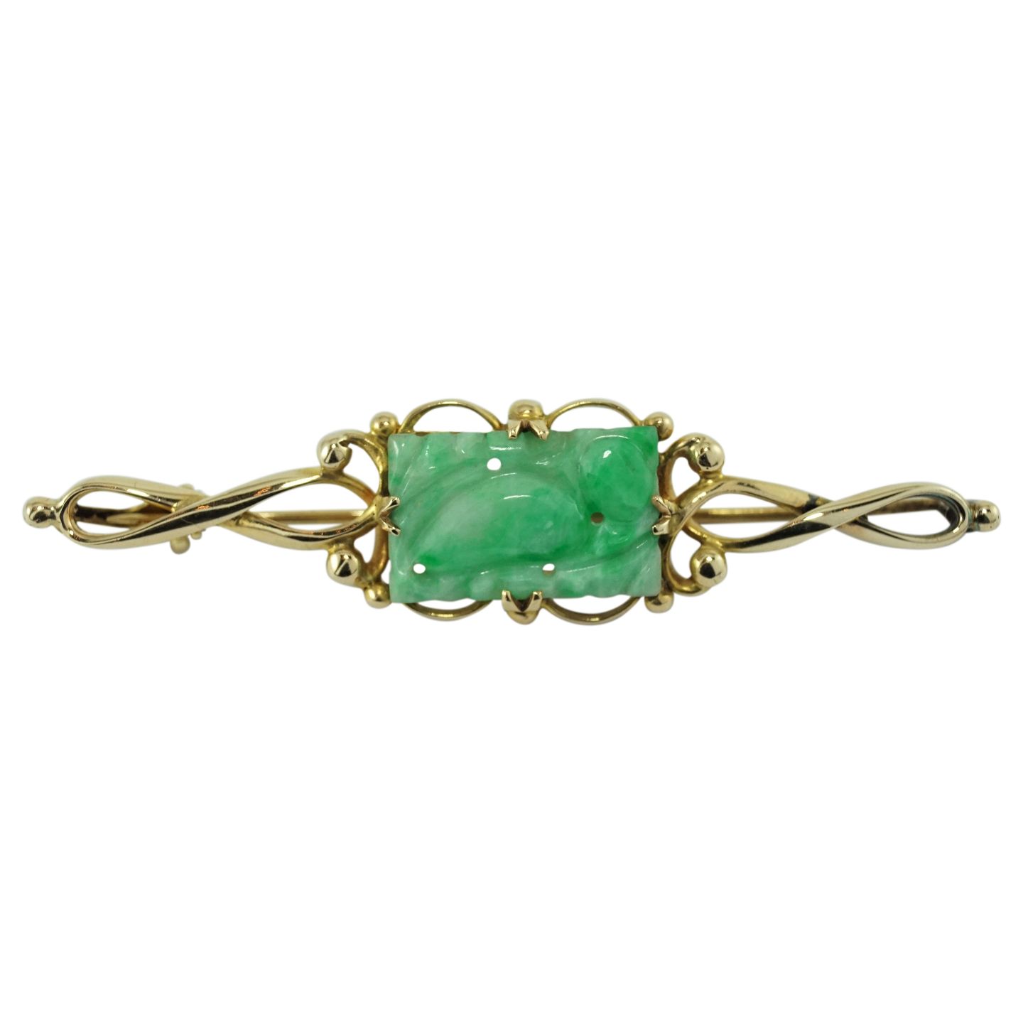 www.Antikvitet.net - Wollny; Broche af 14 kt. jade