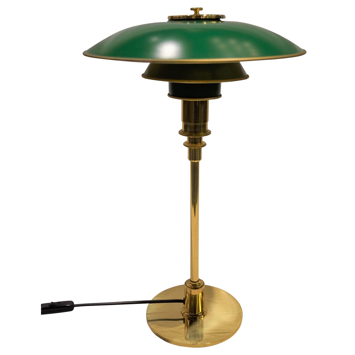 Udgående Giftig Tilbageholde www.Antikvitet.net - Poul Henningsen; PH-3/2 bordlampe af messing med  grønlakerede metalskærme