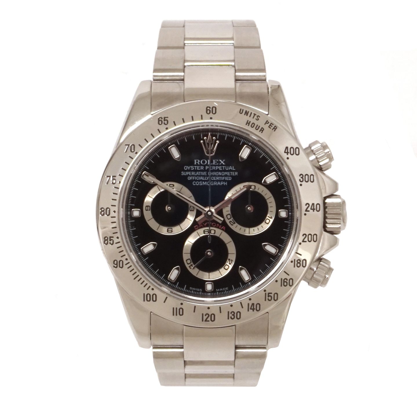 fire gange udgifterne orm Aabenraa Antikvitetshandel * Rolex Daytona ref. 116520 årgang 2003. Fuldt  dansk sæt bl.a. indeholdende certif