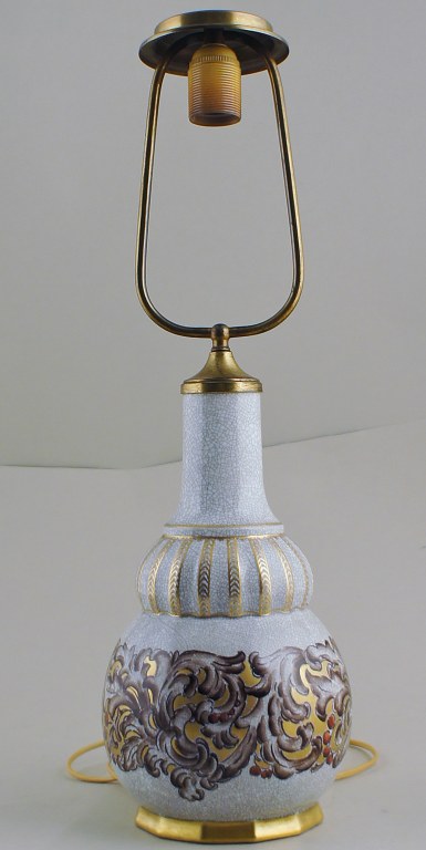 Dahl Jensen table lamp crackle porcelain, decorated in gold.