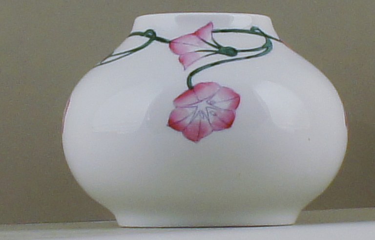 Art nouveau Rorstrand vase in porcelain decorated with flowers.