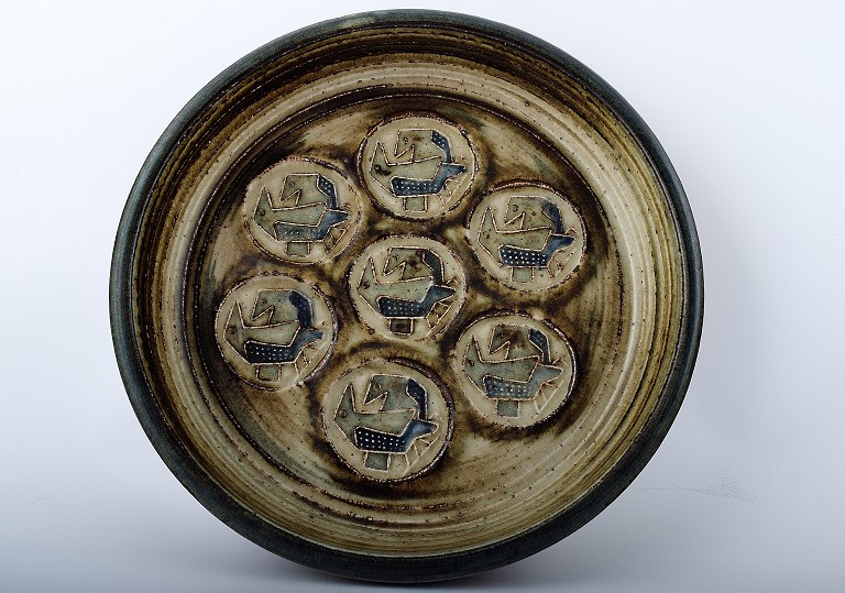 Royal Copenhagen stoneware dish by Jorgen Mogensen. 
