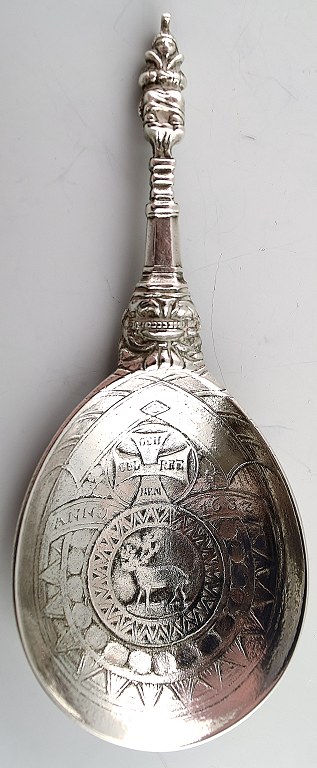 Silver spoon, baroque form.