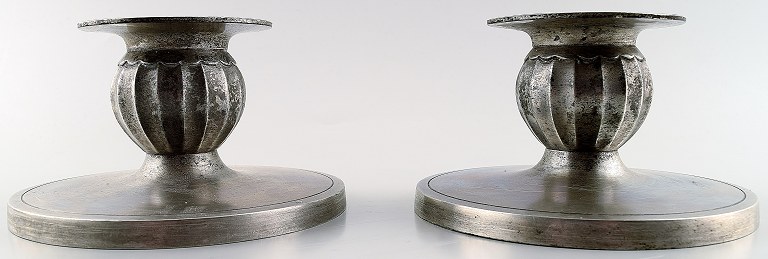 Just Andersen art deco pair of pewter candlesticks, number 2472.
