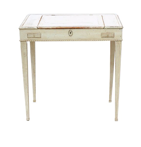 Writing desk, grey/white decorated. Manufactured around 1800